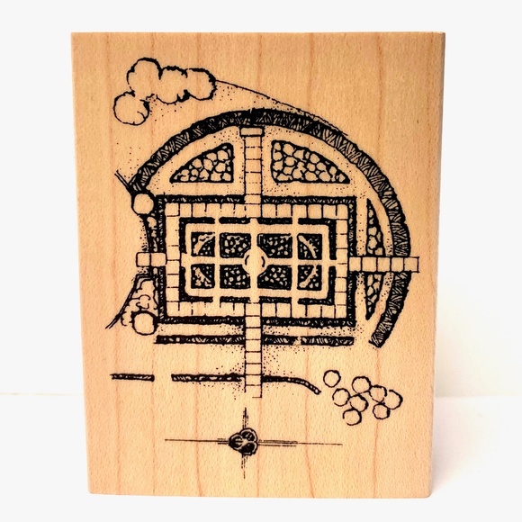 CLUB SCRAP Limited Edition Rubber Stamp Formal Garden Plan Mosaic Art  UNUSED - Picture 1 of 6